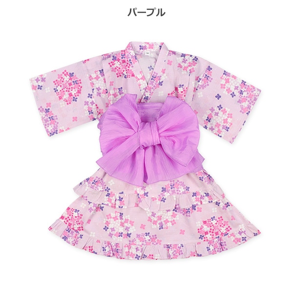 帯付き甚平ドレス（紫陽花）