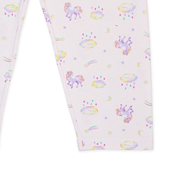 袖ロールアップ前開き長袖パジャマ（ユニコーン総柄）