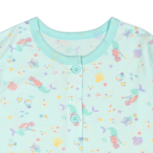 袖ロールアップ前開き長袖パジャマ（マーメイド総柄）