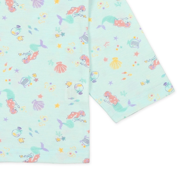 袖ロールアップ前開き長袖パジャマ（マーメイド総柄）