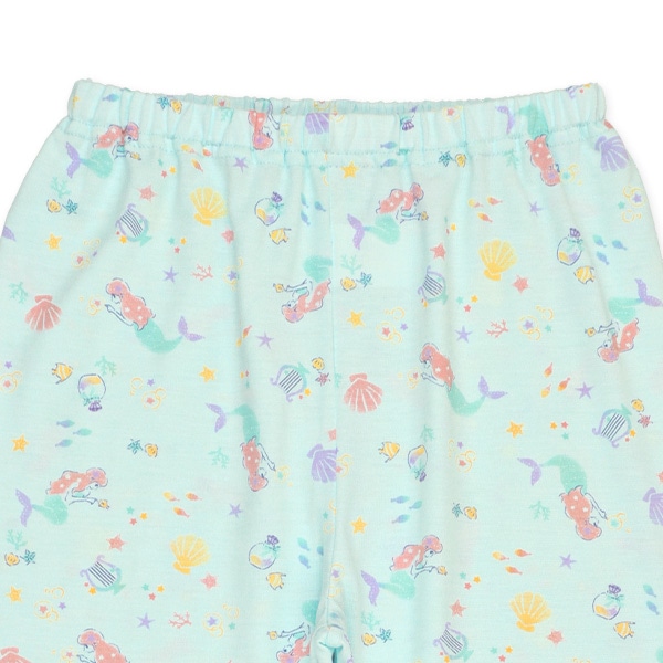 袖ロールアップ前開き長袖パジャマ（マーメイド総柄）