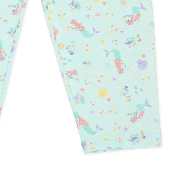 袖ロールアップ前開き長袖パジャマ（マーメイド総柄）