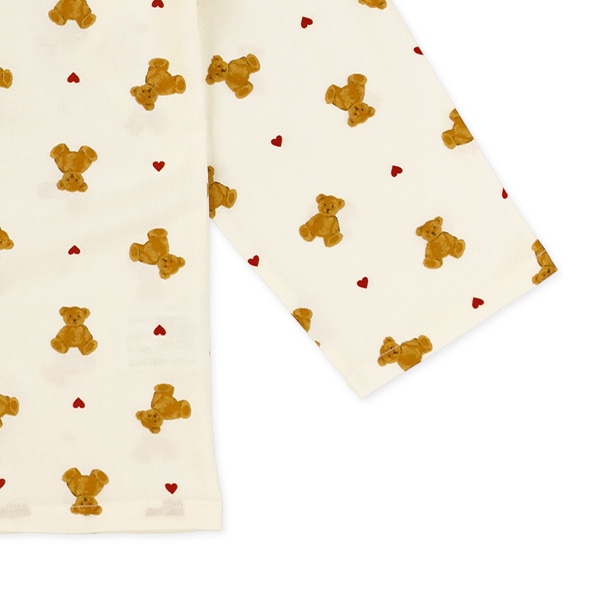 前開き長袖パジャマ（くま・ハート総柄）