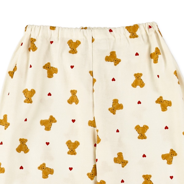 前開き長袖パジャマ（くま・ハート総柄）