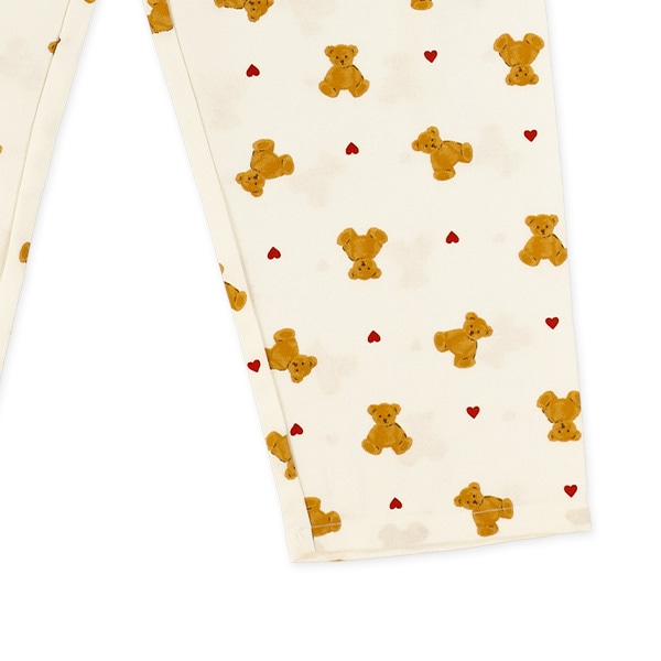 前開き長袖パジャマ（くま・ハート総柄）