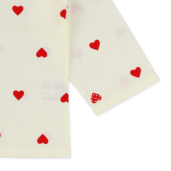 前開き長袖パジャマ（ハート総柄）