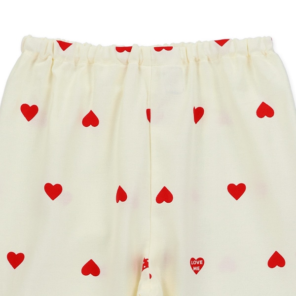 前開き長袖パジャマ（ハート総柄）