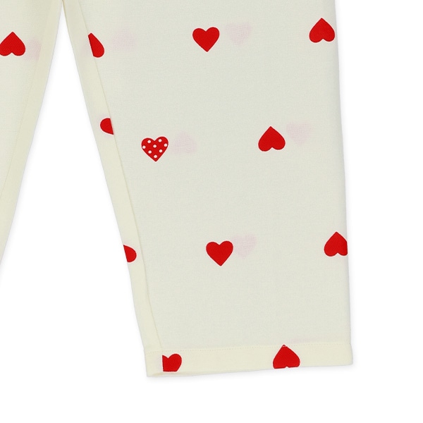 前開き長袖パジャマ（ハート総柄）