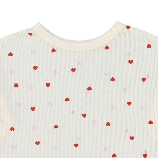 どっちもまえワッフル長袖ルームウェア（ハート総柄）