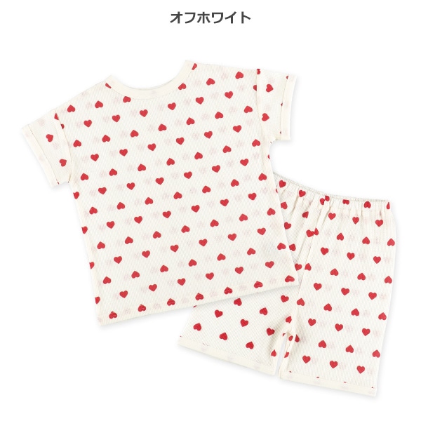 どっちもまえワッフル半袖ルームウェア（ハート総柄）