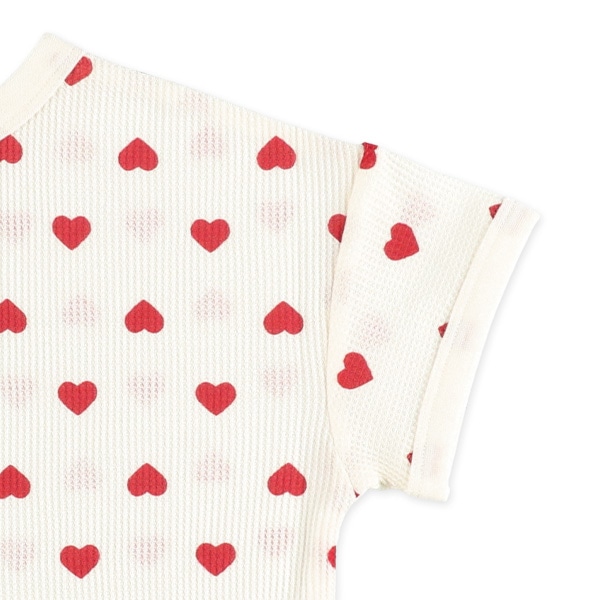 どっちもまえワッフル半袖ルームウェア（ハート総柄）