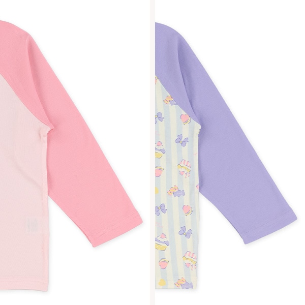 2枚組ラグラン長袖パジャマ（カップケーキ）