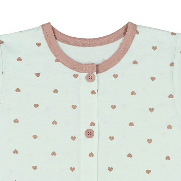 2枚組前開き半袖+長袖パジャマ（ハート・アイス）