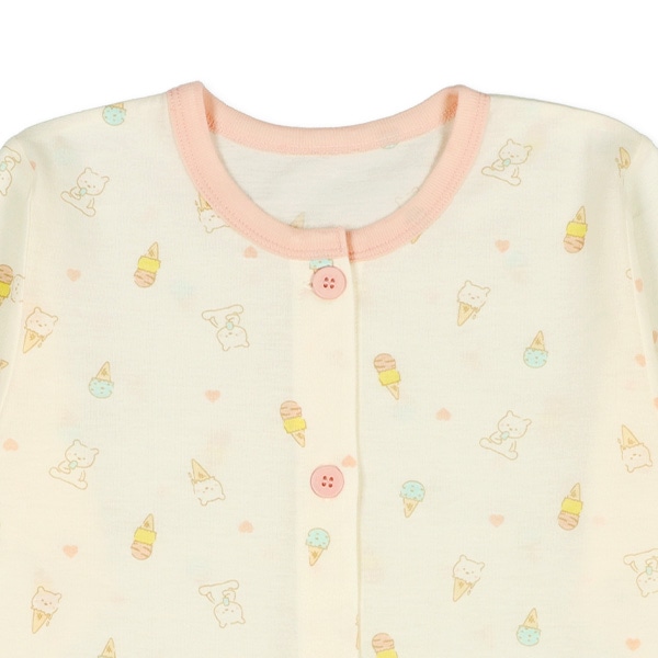 2枚組前開き半袖+長袖パジャマ（ハート・アイス）