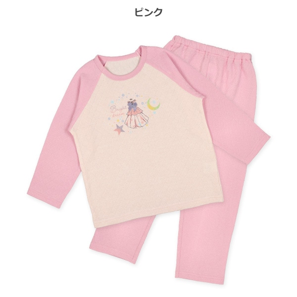 2枚組キルト+ストレッチフリースラグラン長袖パジャマ（プリンセス）