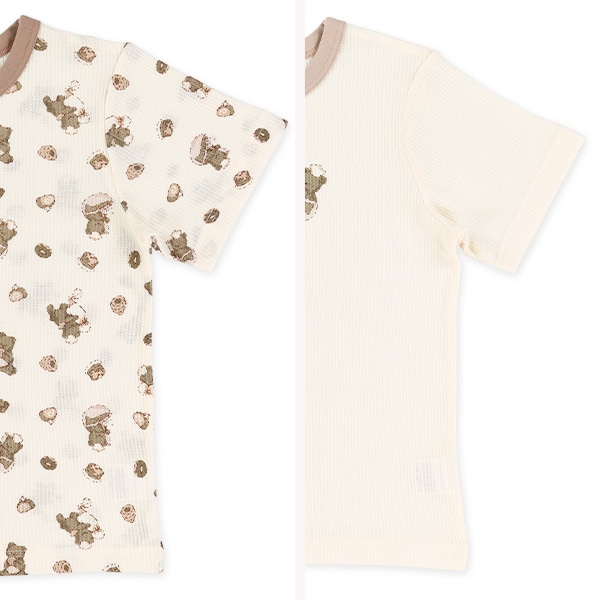 2枚組ワッフル半袖パジャマ（くま柄）
