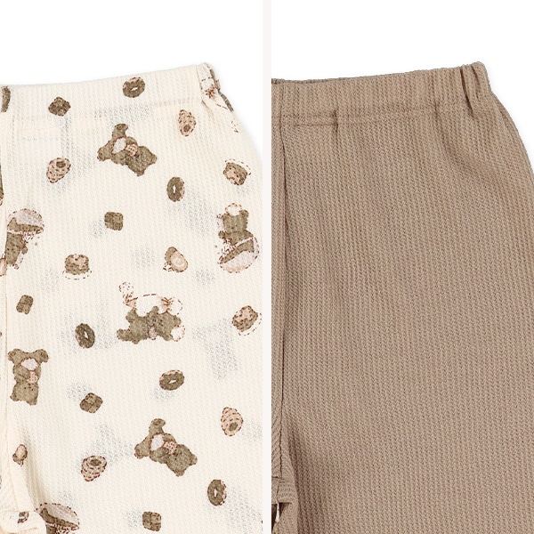 2枚組ワッフル半袖パジャマ（くま柄）