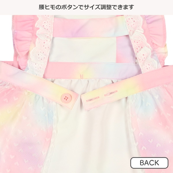 チュール付きドレス風エプロン（レース・リボン）