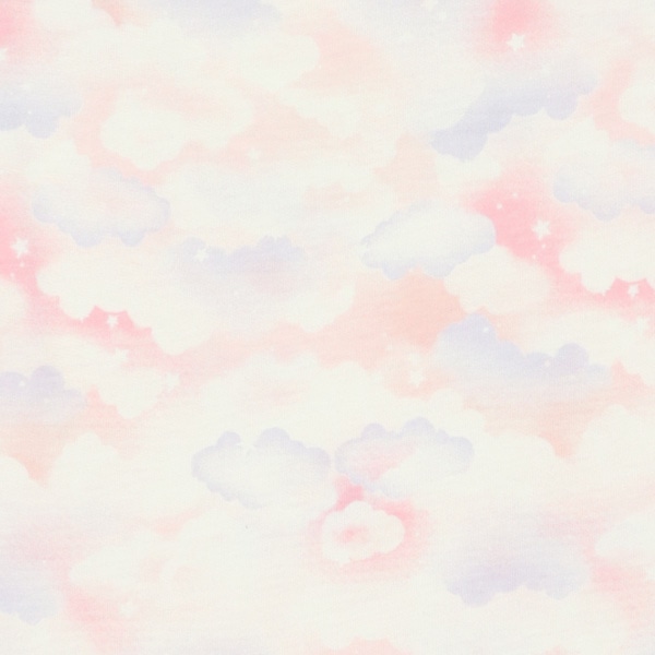 ネグリジェ半袖パジャマ（雲・ピンク）