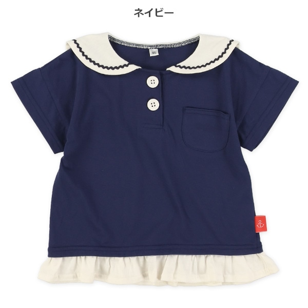 配色セーラー襟半袖Tシャツ