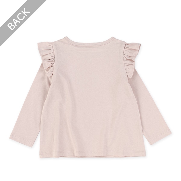 肩フリル無地長袖Tシャツ