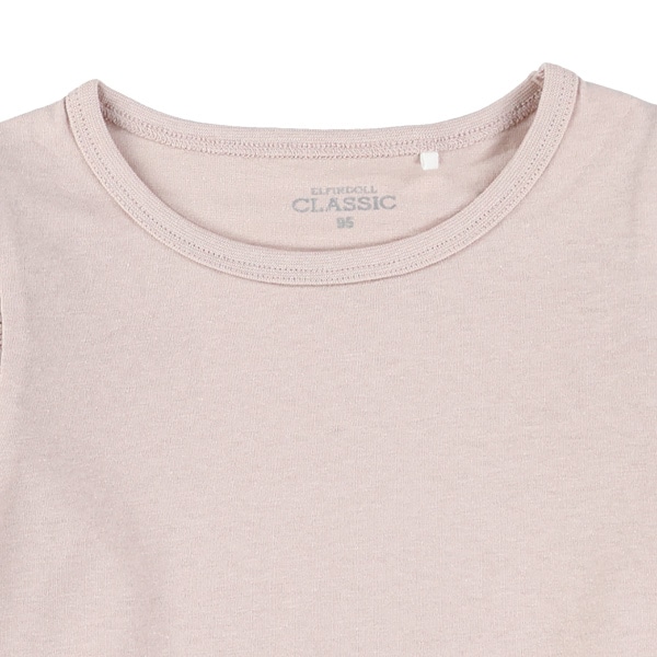 肩フリル無地長袖Tシャツ