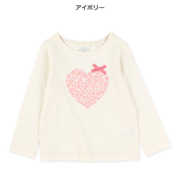 ハートリボン付き長袖Tシャツ