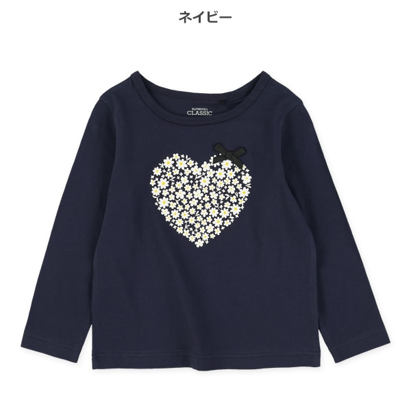 ハートリボン付き長袖Tシャツ