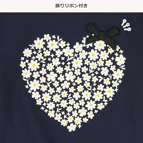 ハートリボン付き長袖Tシャツ