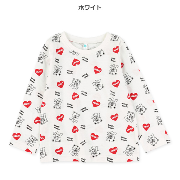 ハートくま総柄長袖Tシャツ