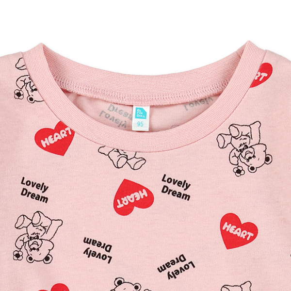 ハートくま総柄長袖Tシャツ