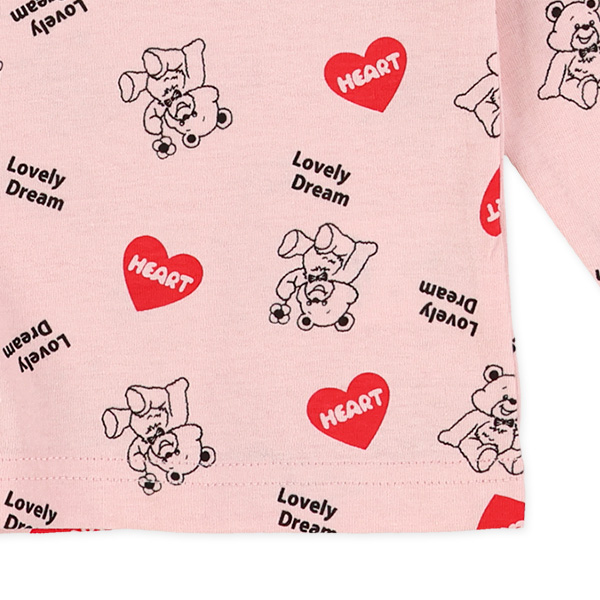 ハートくま総柄長袖Tシャツ