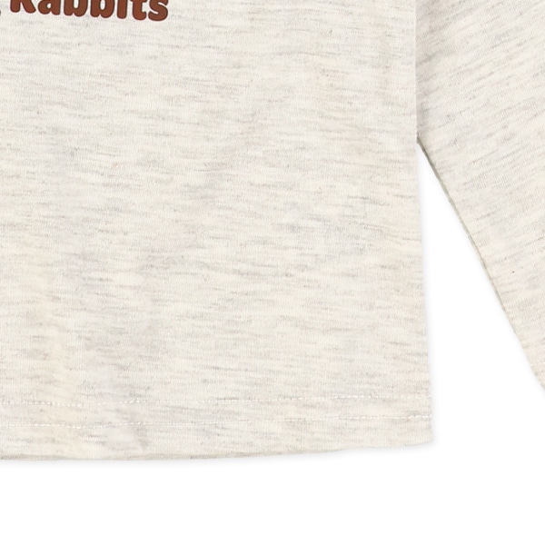 転写プリントねこ・うさぎリボン長袖Tシャツ
