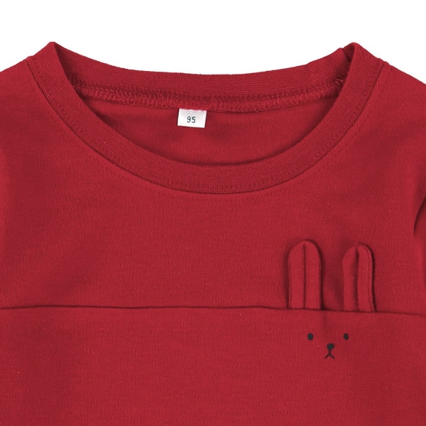 裾チェックうさぎ長袖Tシャツ