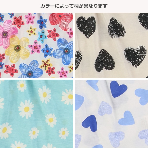 花ハート裾フリルスモック半袖Tシャツ