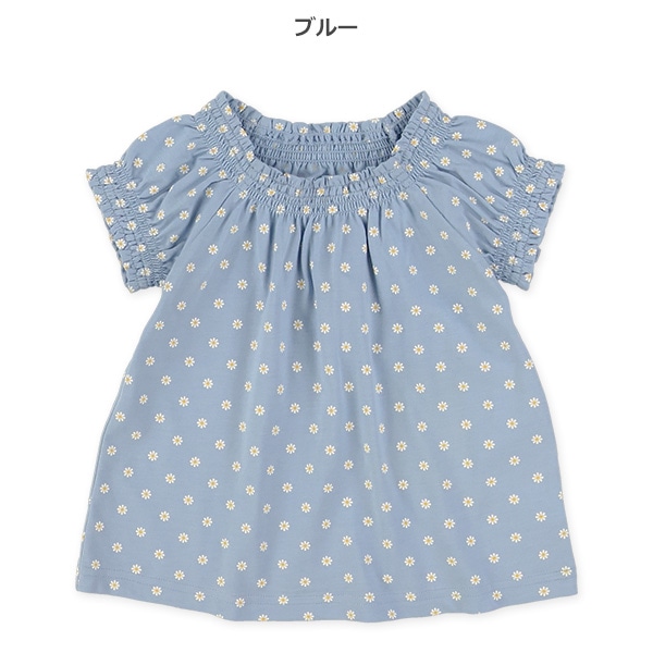 小花総柄スモック半袖Tシャツ