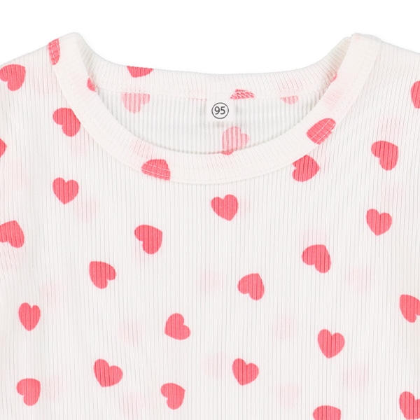 ハート・いちご柄テレコ半袖Tシャツ