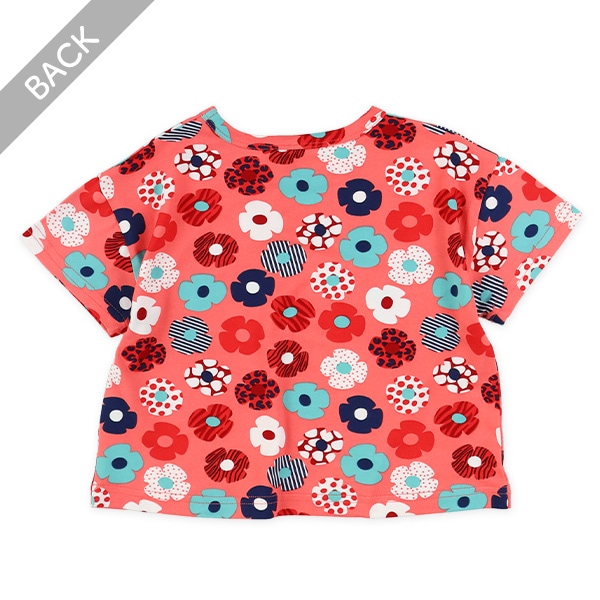 ストレッチ天竺花柄半袖Tシャツ