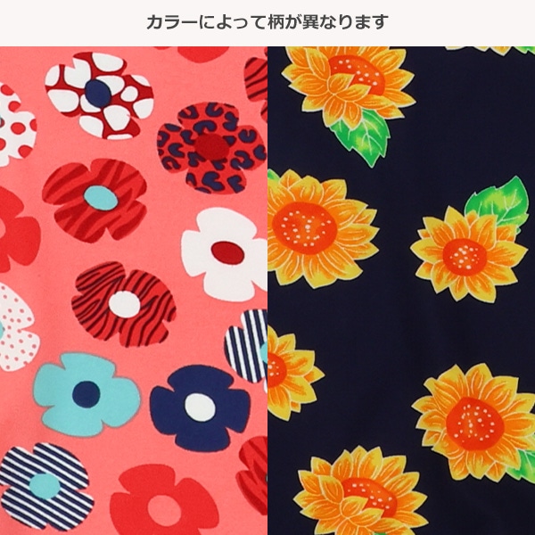 ストレッチ天竺花柄半袖Tシャツ