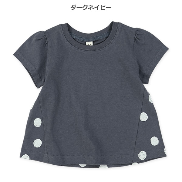 後ろ切り替え水玉柄フレンチTシャツ