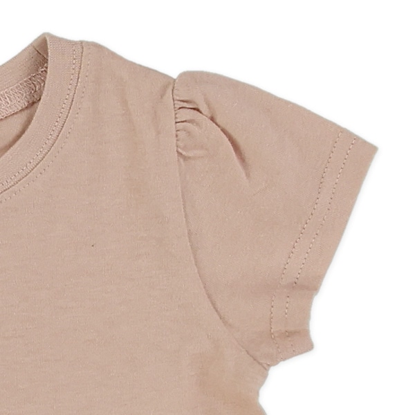 ワンポイント刺繍裾フリル半袖Tシャツ