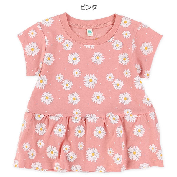 マーガレット総柄裾切り替え半袖Tシャツ