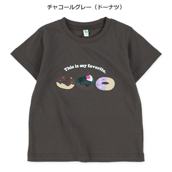 ドーナツ・アイスクリーム箔プリント半袖Tシャツ