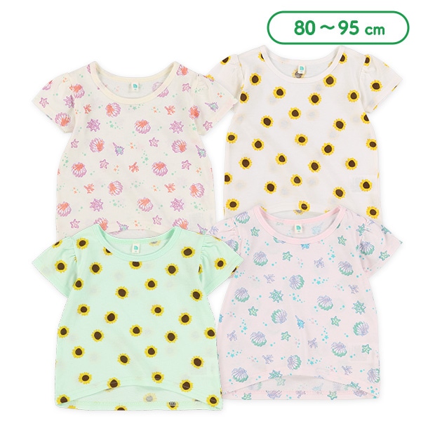 シェルひまわり総柄半袖Tシャツ