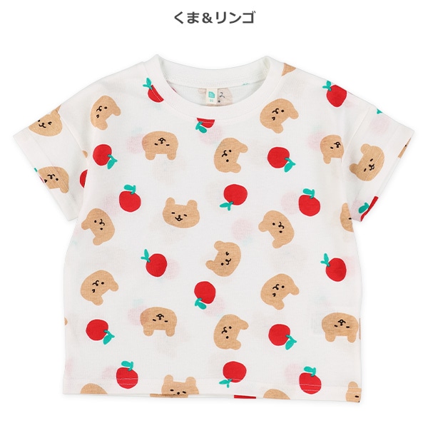 くまうさぎフルーツ総柄半袖Tシャツ