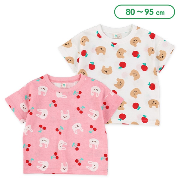 くまうさぎフルーツ総柄半袖Tシャツ