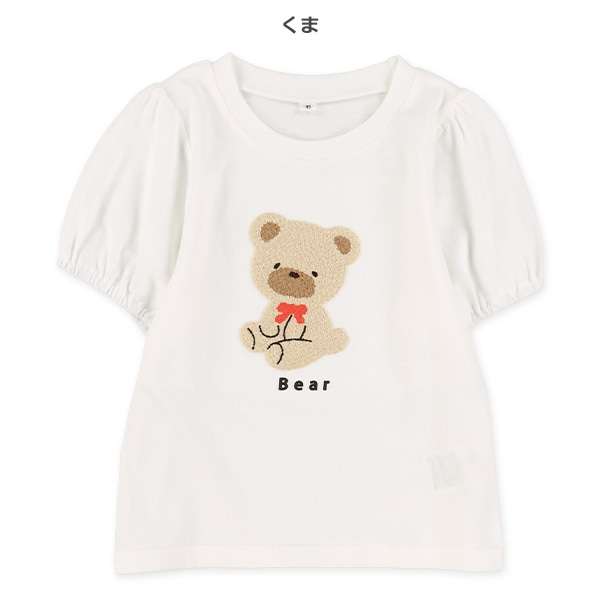 くま・うさぎ編みモチーフ半袖Tシャツ