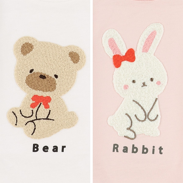 くま・うさぎ編みモチーフ半袖Tシャツ