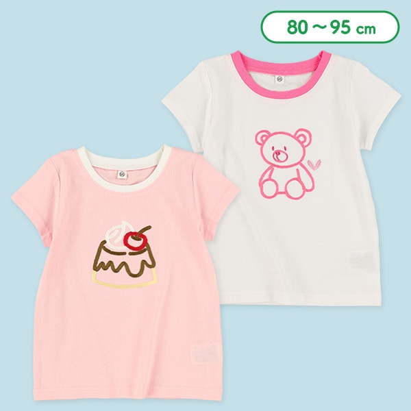 チェーンステッチ刺繍半袖Tシャツ