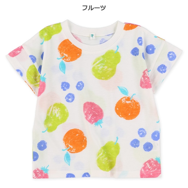 フルーツ・ドーナツ・人魚総柄肩おちビッグ半袖Tシャツ